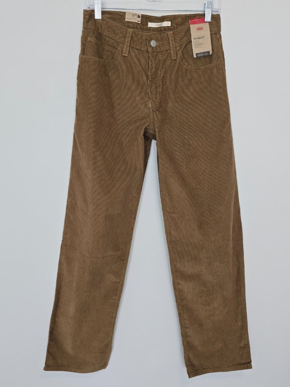 Levi's 94 Baggy Straight Leg Corduroy Jeans 26 Tan NWT
